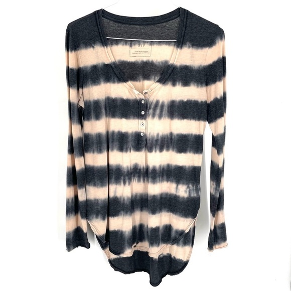 Free People Shiny Slub Radical Tunic Oatmeal Combo Long Sleeve Button Front Top - Picture 4 of 10